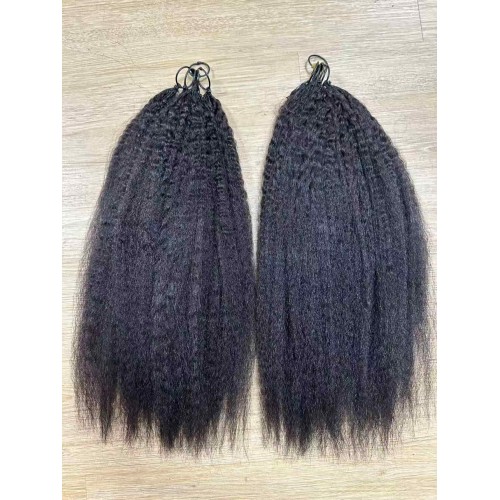 Mslula Kinky Straight Human Hair Feather Crochet Extensions, Natural Black 100g | Human Hair Wig | Lace Front